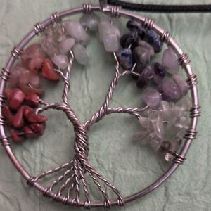 Crystal Crystal 7 Chakra Tree of Life Pendant Necklace